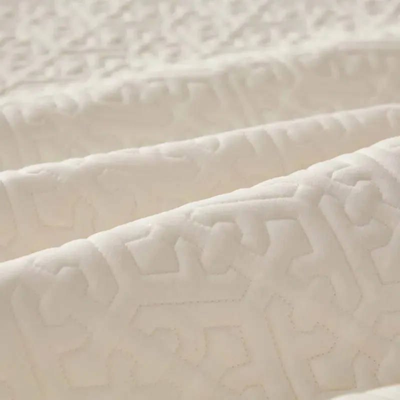 Anyhouz Mattress Cover Beige Double Size Pure Cotton Soft Quilted Bed Sheet Anti-bacterial Protector Cover