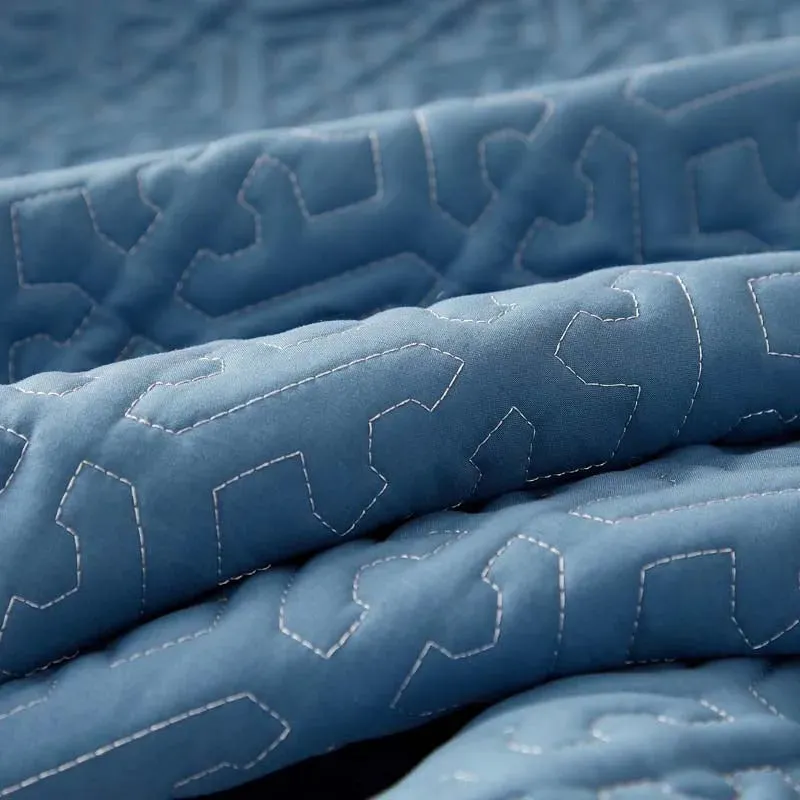 Anyhouz Mattress Cover Blue Queen Size Pure Cotton Soft Quilted Bed Sheet Anti-bacterial Protector Cover