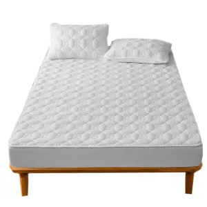 Anyhouz Mattress Cover Leaf White 180x220cm Waterproof Quilted Fitted Bed Sheet
