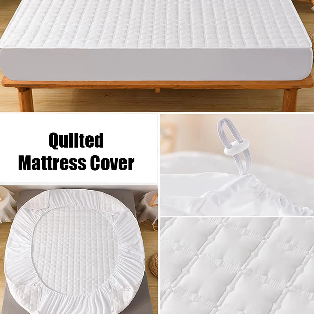 Anyhouz Mattress Cover White 90x200cm Waterproof Quilted Fitted Bed Sheet
