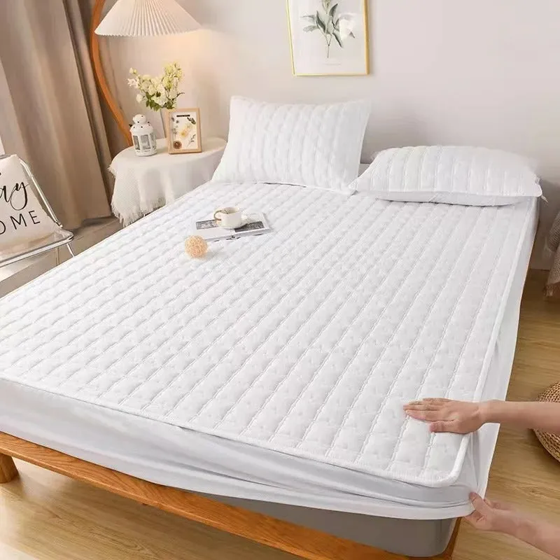 Anyhouz Mattress Cover White 90x200cm Waterproof Quilted Fitted Bed Sheet