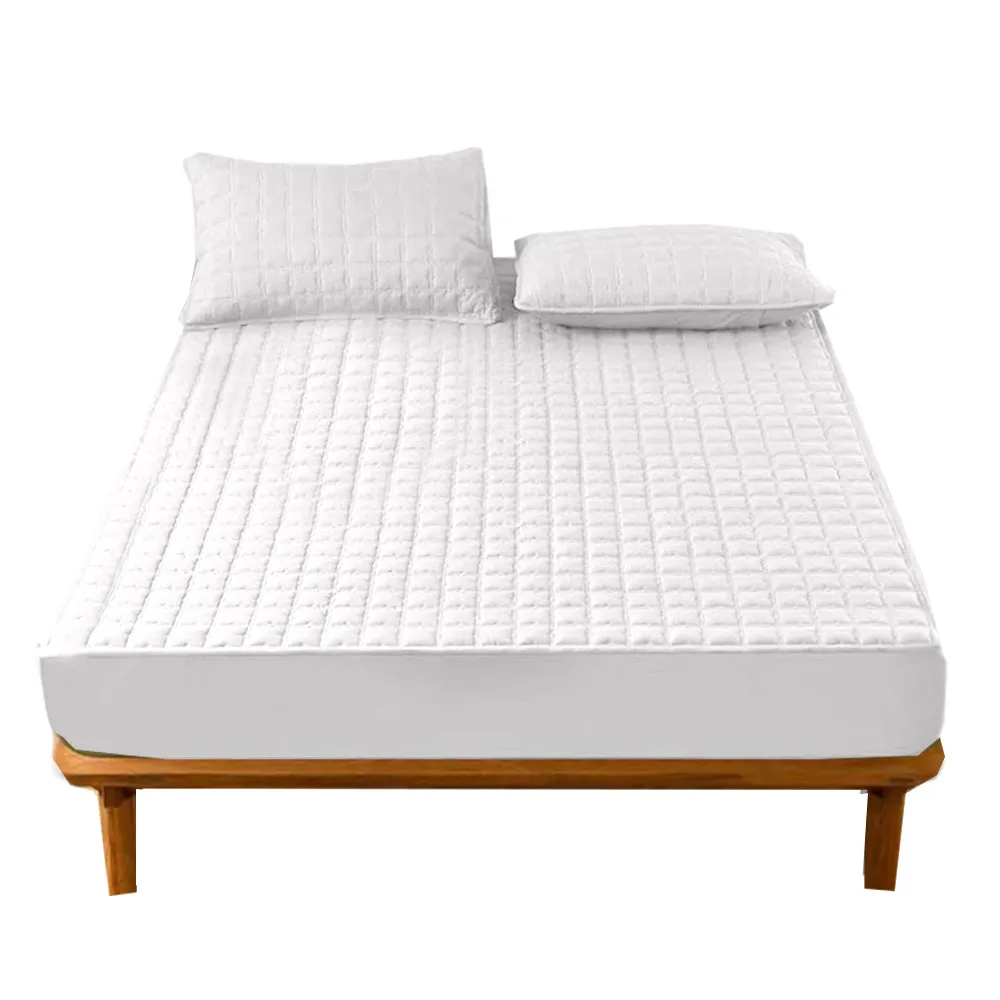 Anyhouz Mattress Cover White 90x200cm Waterproof Quilted Fitted Bed Sheet