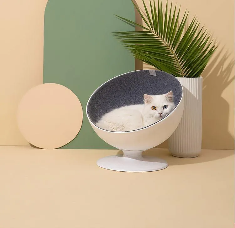 Boss Cat Cave Elevated Bed House Sofa for Cats Bowl Shaped Chair with 360-degree Rotation System