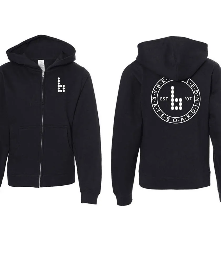 Braille Skateboarding Zip Up Braille Circle Hoodie