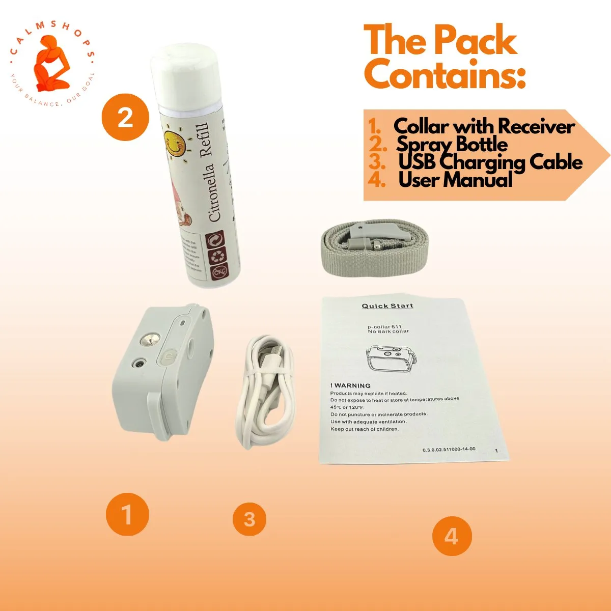 Calmshops Deluxe Automatic Dog Training Spray Collar, Dog Collar with Citronella Spray
