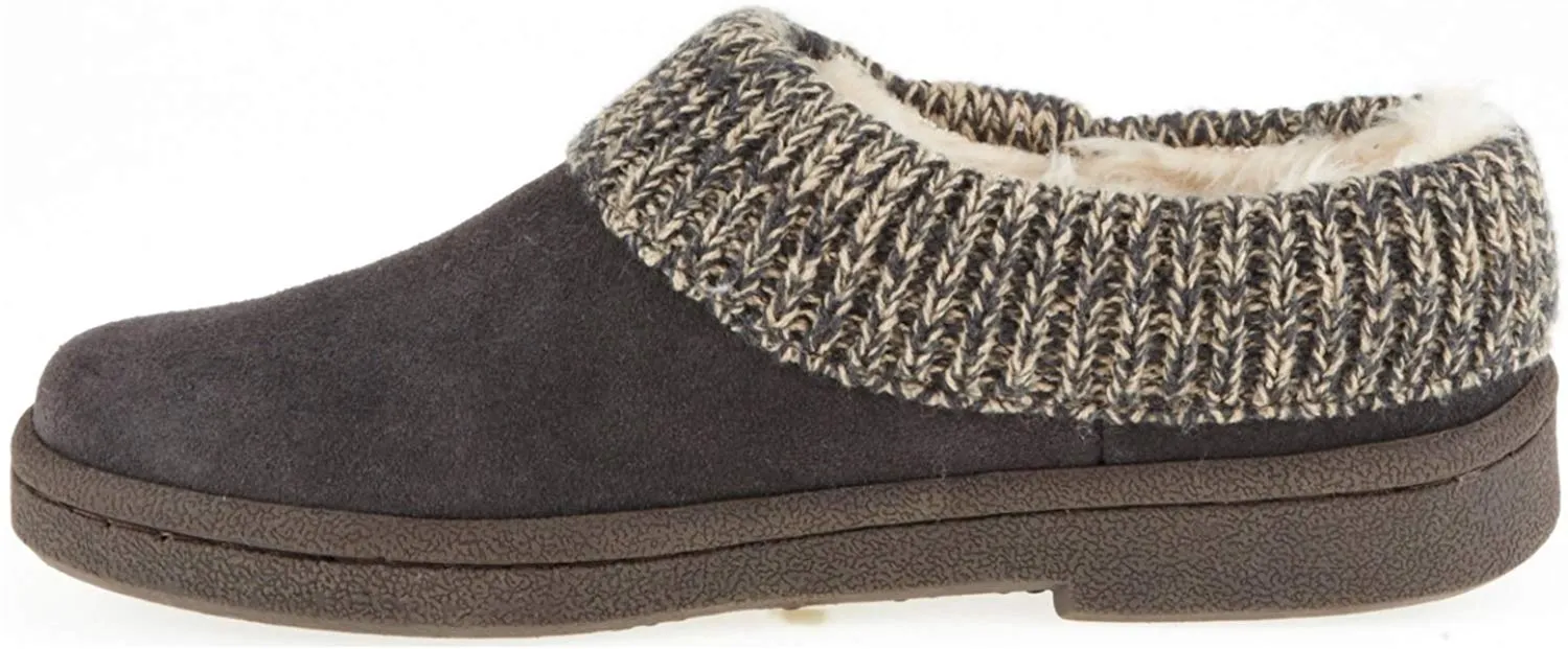 Clarks Women's Knit Scuff Leather Slipper Mules Sweater Cuff Clog (8, Grey)