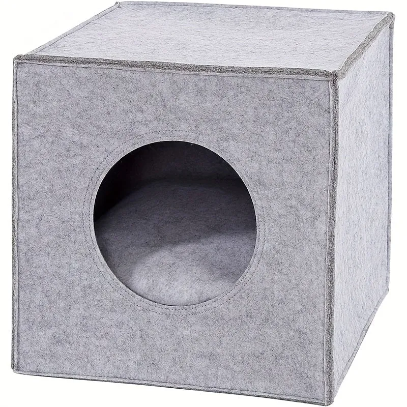 Cozy Foldable Cat Bed Felt Cave with Cushion