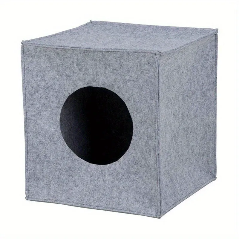 Cozy Foldable Cat Bed Felt Cave with Cushion