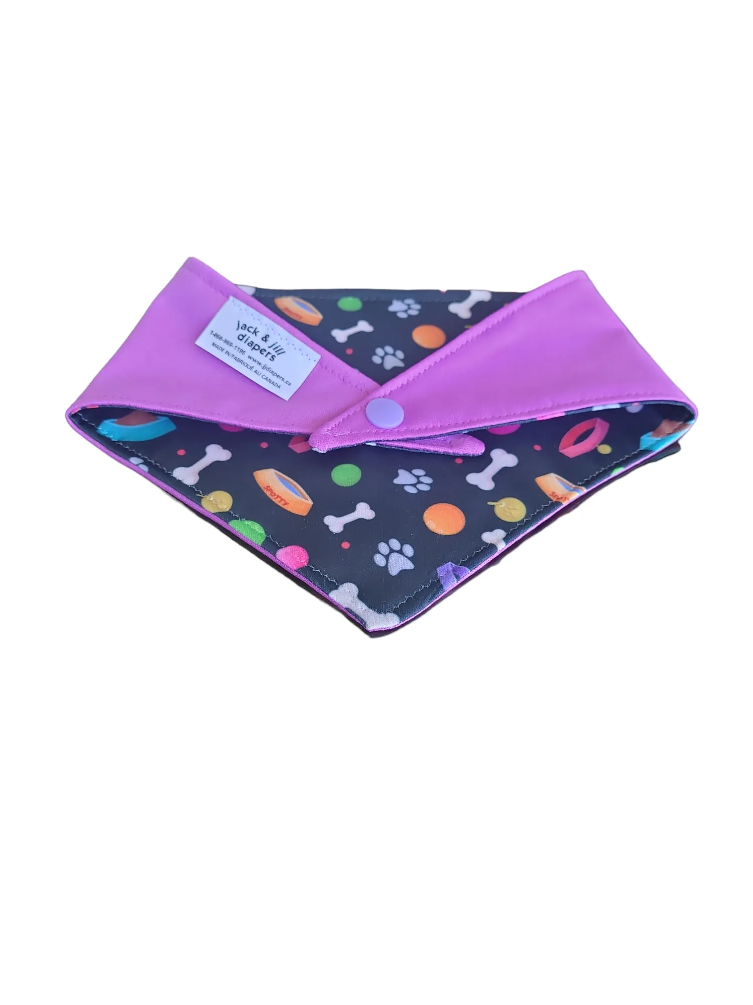 Dog Bandana Snap On -Playful Dog Print