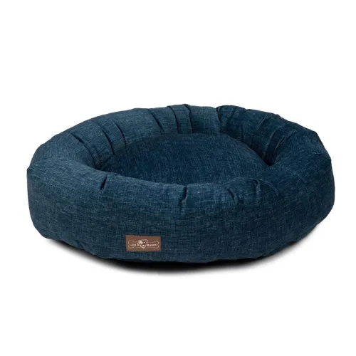 Donut Dog Bed — Denim Printed Velour