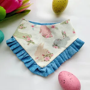 Easter Dog bandana with ruffles, Spring Bunnies