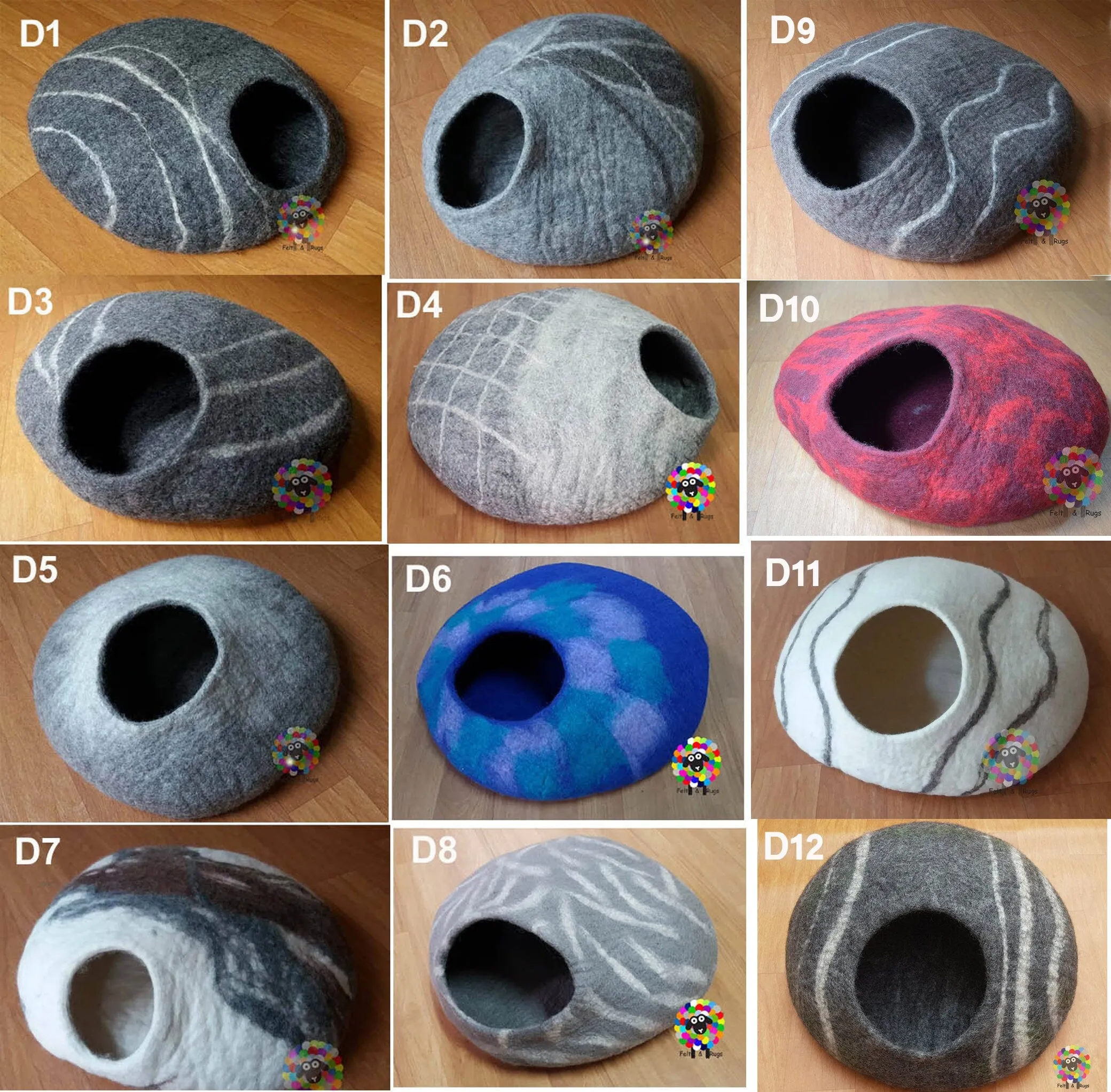 Extra Large Custom Cat Cave (50 cm / 20 inches Diameter) Choose the design and the color combination of your Choice.