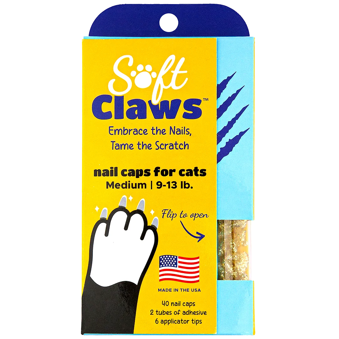 Gold Sparkle Feline Medium Nail Caps by Soft Claws