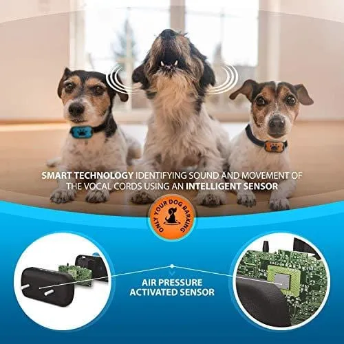 Humane Dog Bark Collar 2 Pack | Anti Barking Training Collar | Vibrating, No Shock Stop Barking for Small Medium Large Dogs | Upgrade 2019 Pet Corrector (2 Pack)