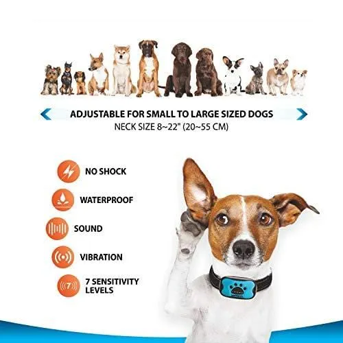 Humane Dog Bark Collar 2 Pack | Anti Barking Training Collar | Vibrating, No Shock Stop Barking for Small Medium Large Dogs | Upgrade 2019 Pet Corrector (2 Pack)