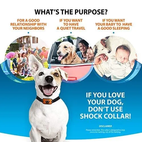 Humane Dog Bark Collar 2 Pack | Anti Barking Training Collar | Vibrating, No Shock Stop Barking for Small Medium Large Dogs | Upgrade 2019 Pet Corrector (2 Pack)