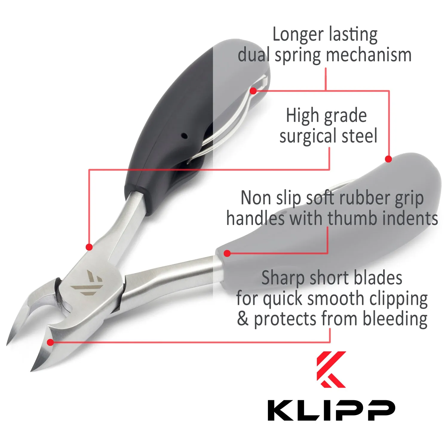 KLIPP Toe Nail Clippers for Thick Nails
