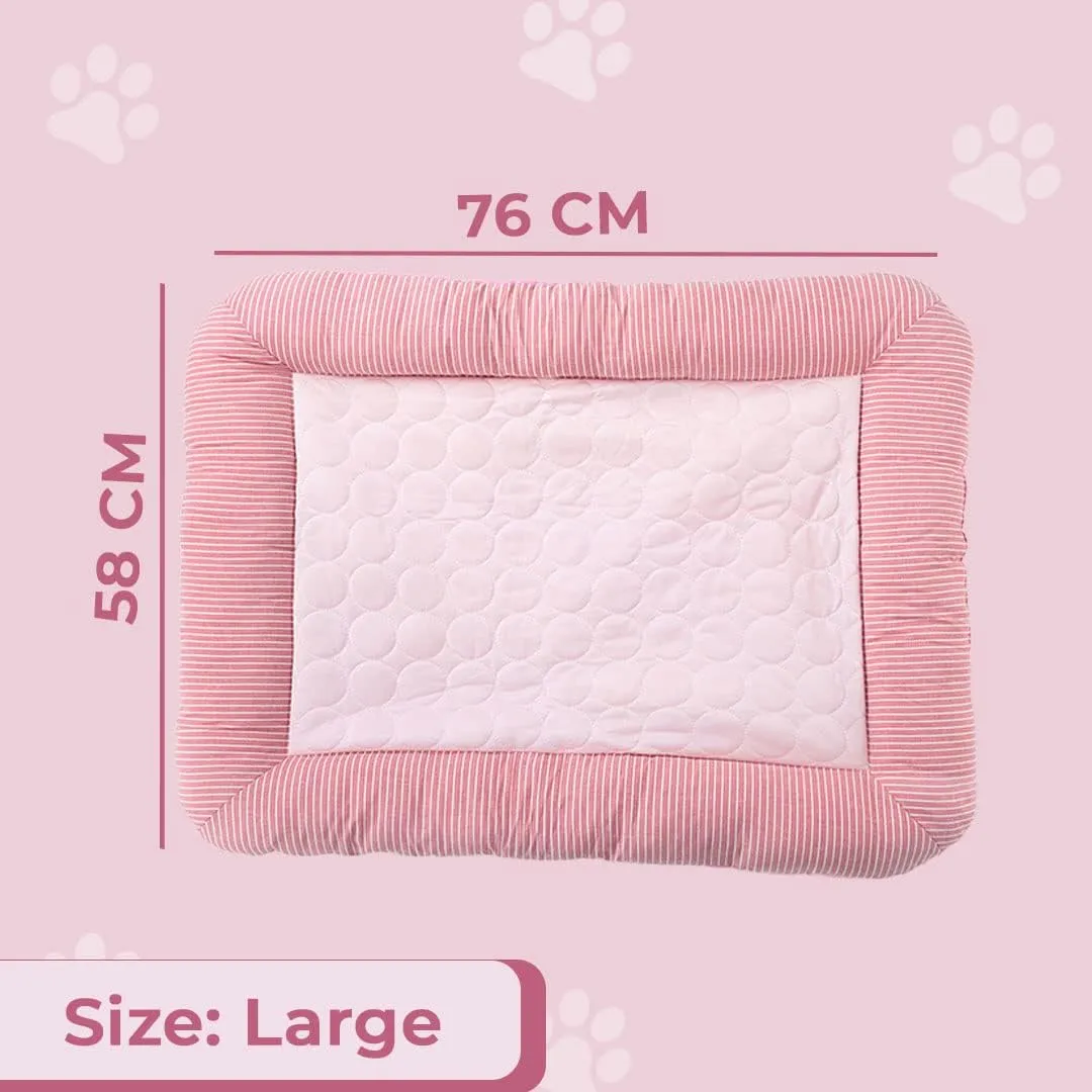 Kuber Industries Rectangular Dog & Cat Bed|Yarn Dyed Oxford Cloth|Nylon and Polyester With Cotton Filling|Self-Cooling Bed For Dog & Cat|Small Light-weight & Durable Dog Bed|ZQCJ005P-L|Pink(Pack Of 5)