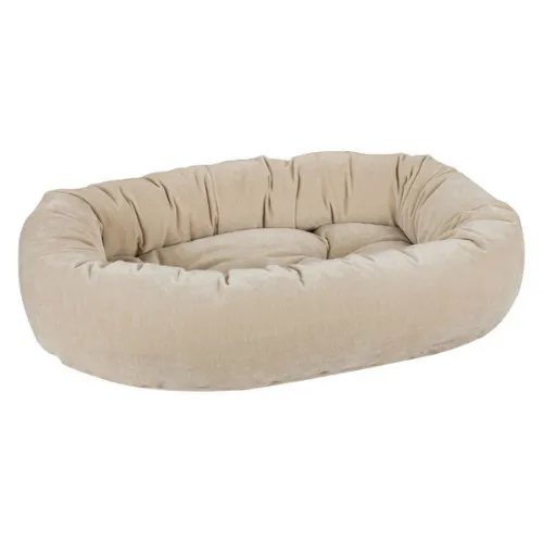 MicroVelvet Donut Bolstered Dog Bed — Linen