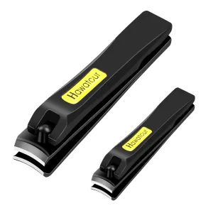 Nail Clippers Set, Ultra Sharp Fingernail and Toenail Clipper Cutters with Visibly Tin Case by HAWATOUR - Black