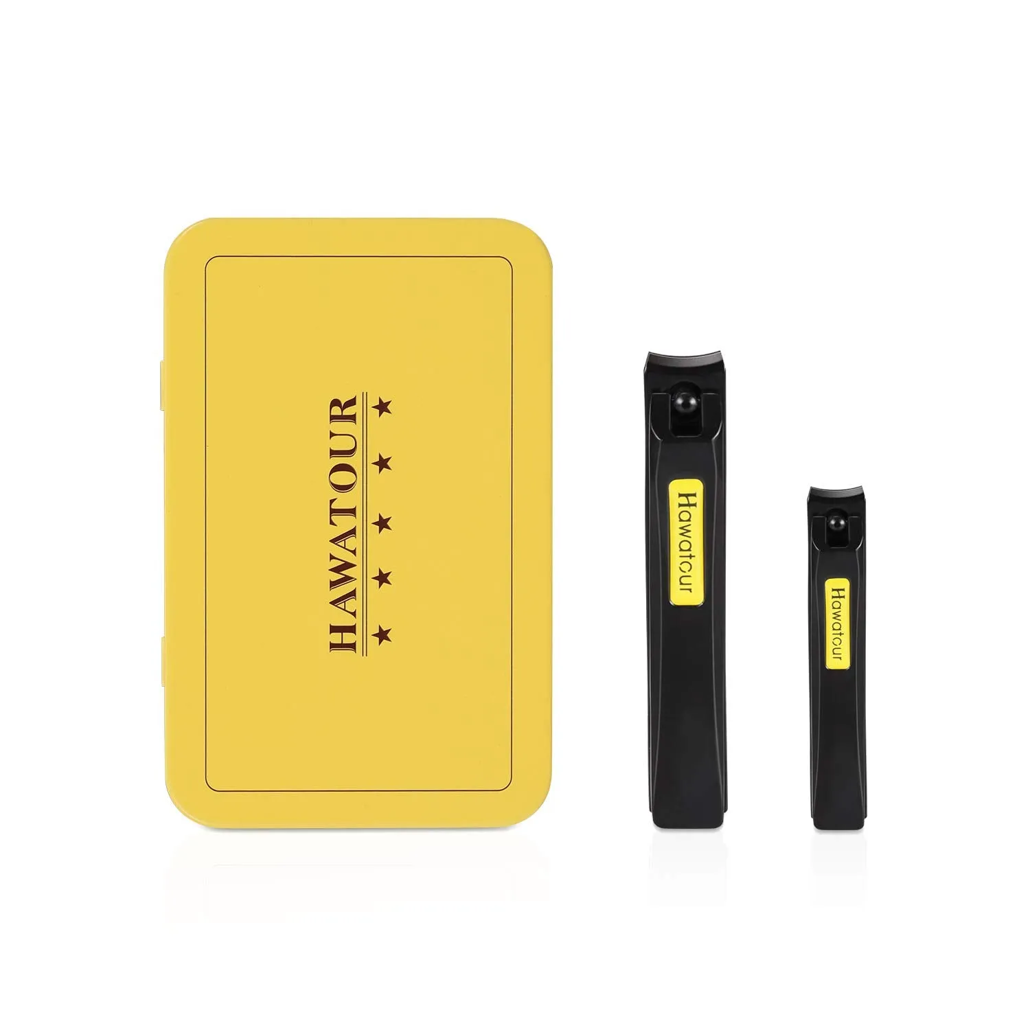 Nail Clippers Set, Ultra Sharp Fingernail and Toenail Clipper Cutters with Visibly Tin Case by HAWATOUR - Black
