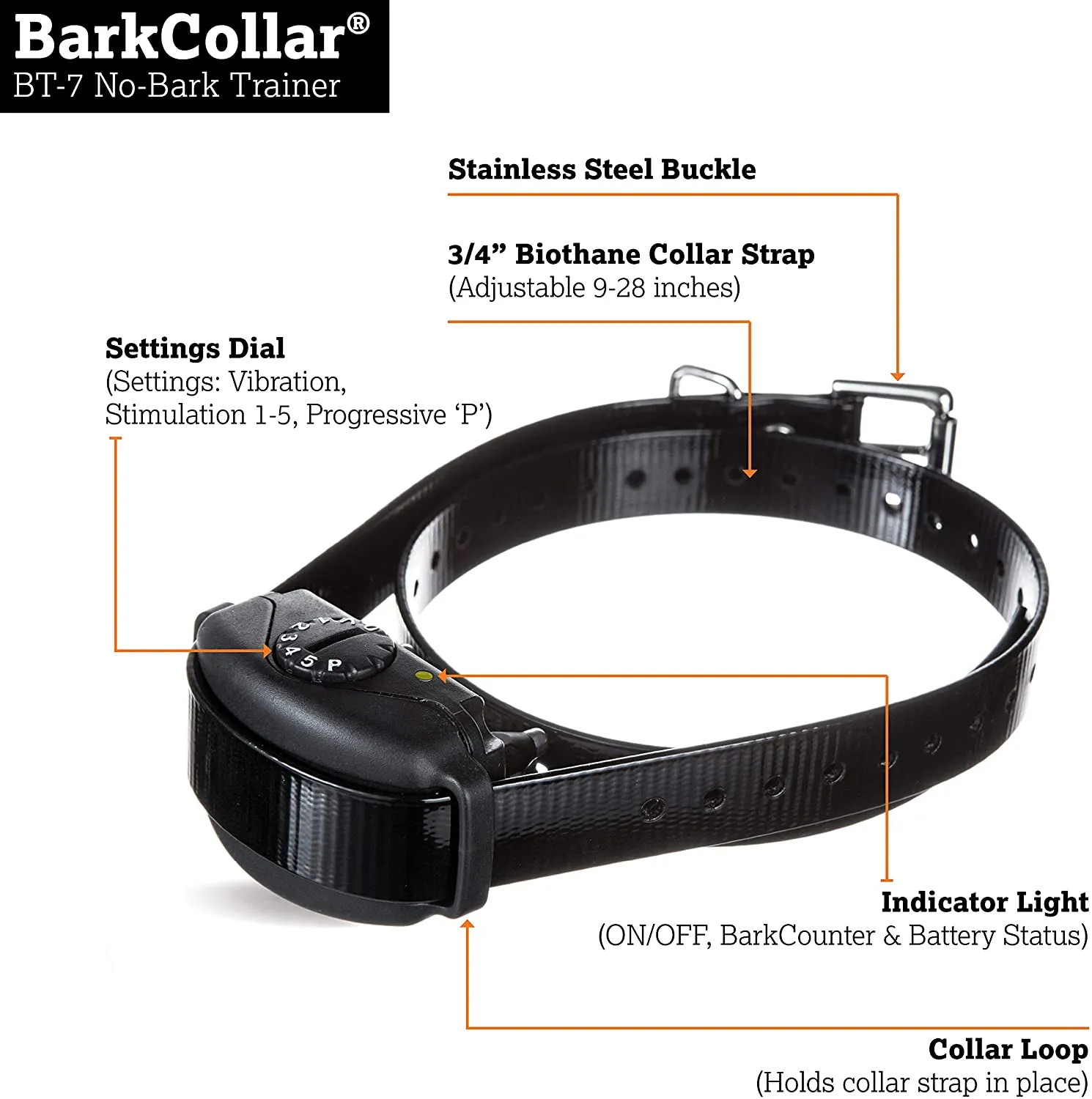No Bark Dog Training Collar - Vibration - DogWatch BT-7 No-Bark Training Collar