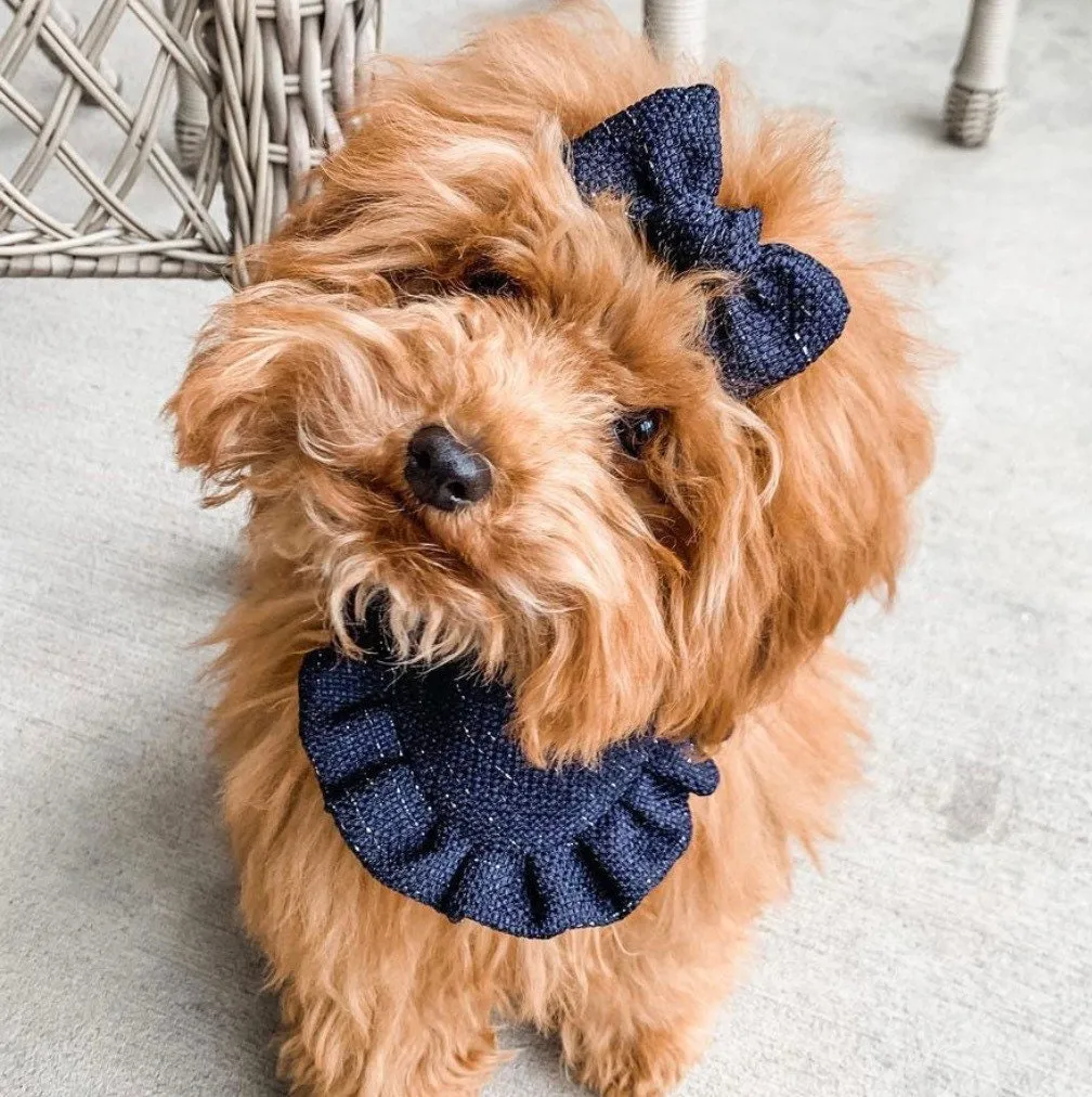 Pink Hearts Valentines Dog bandana with ruffles